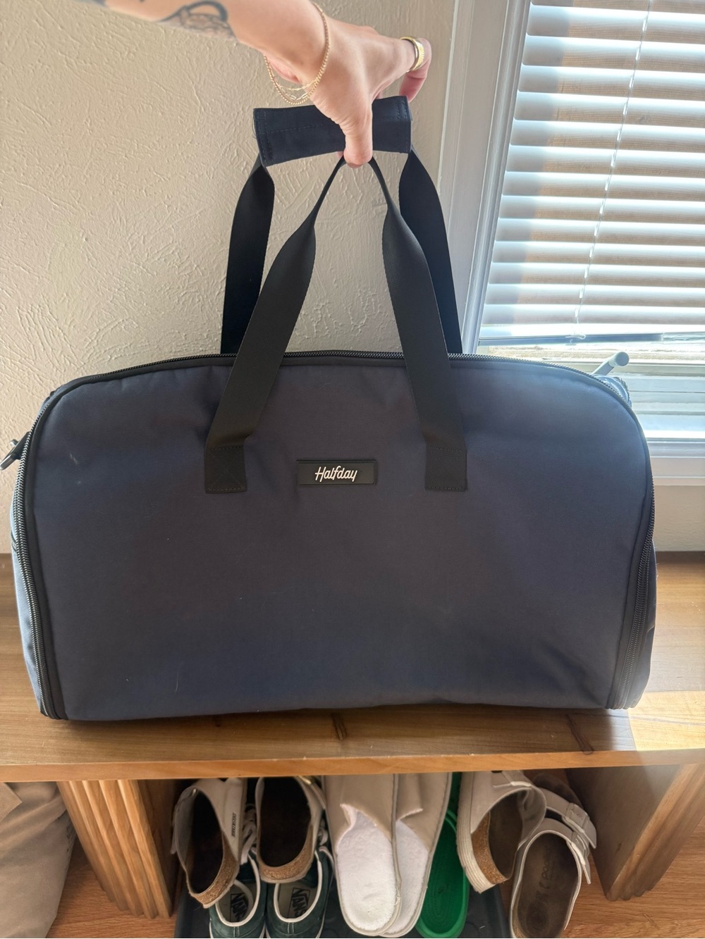 Halfday Navy Duffel Bag with Shoulder Strap - Picture 3 of 6